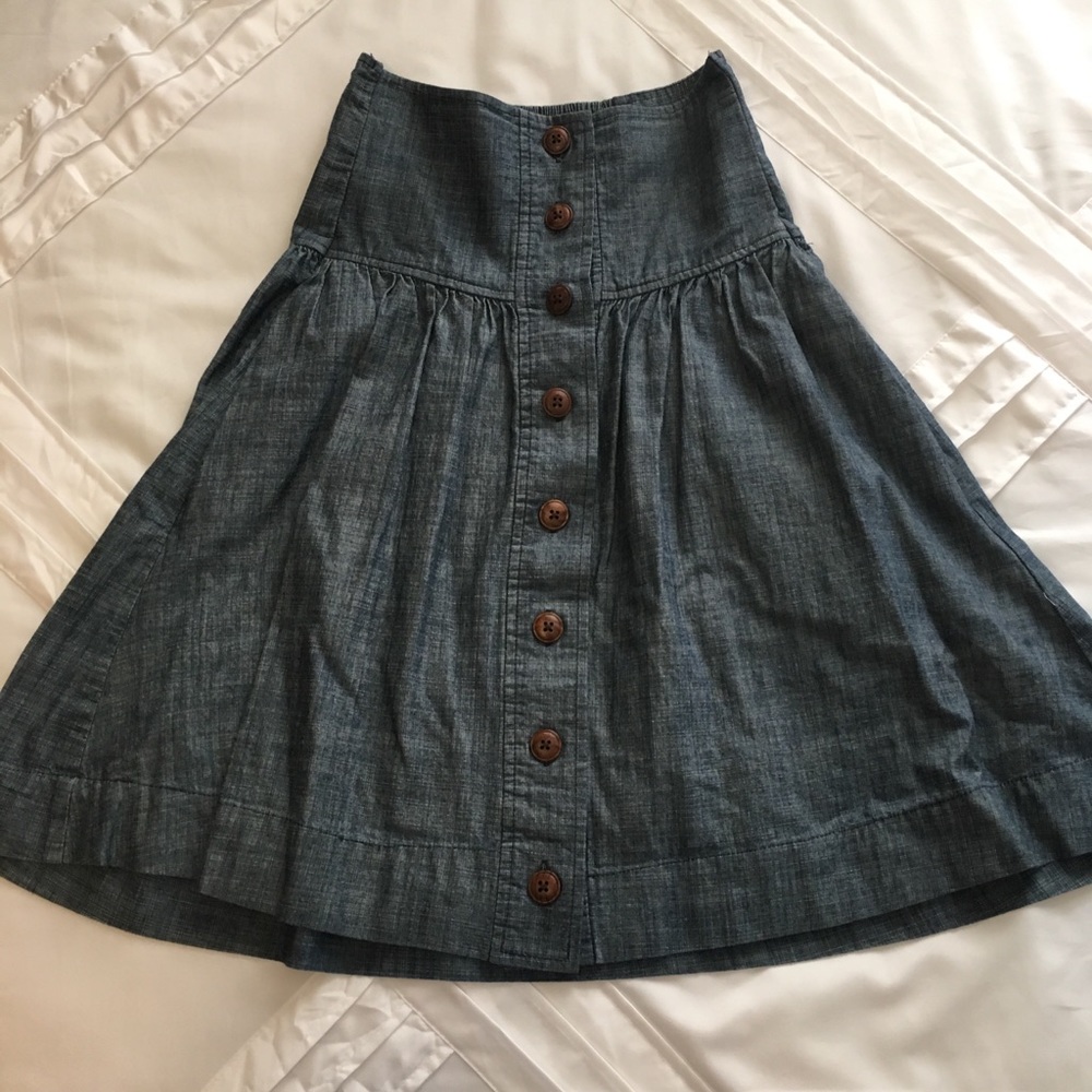 High-waisted denim skirt